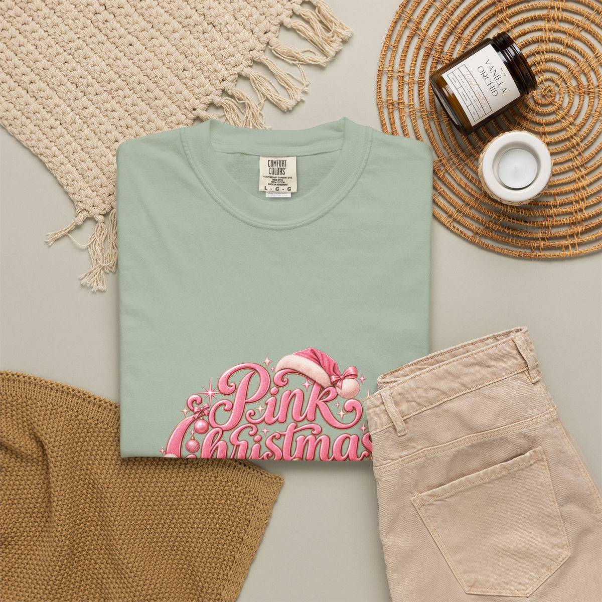 Pink Christmas T-Shirt — Festive Retro Script Holiday Tee