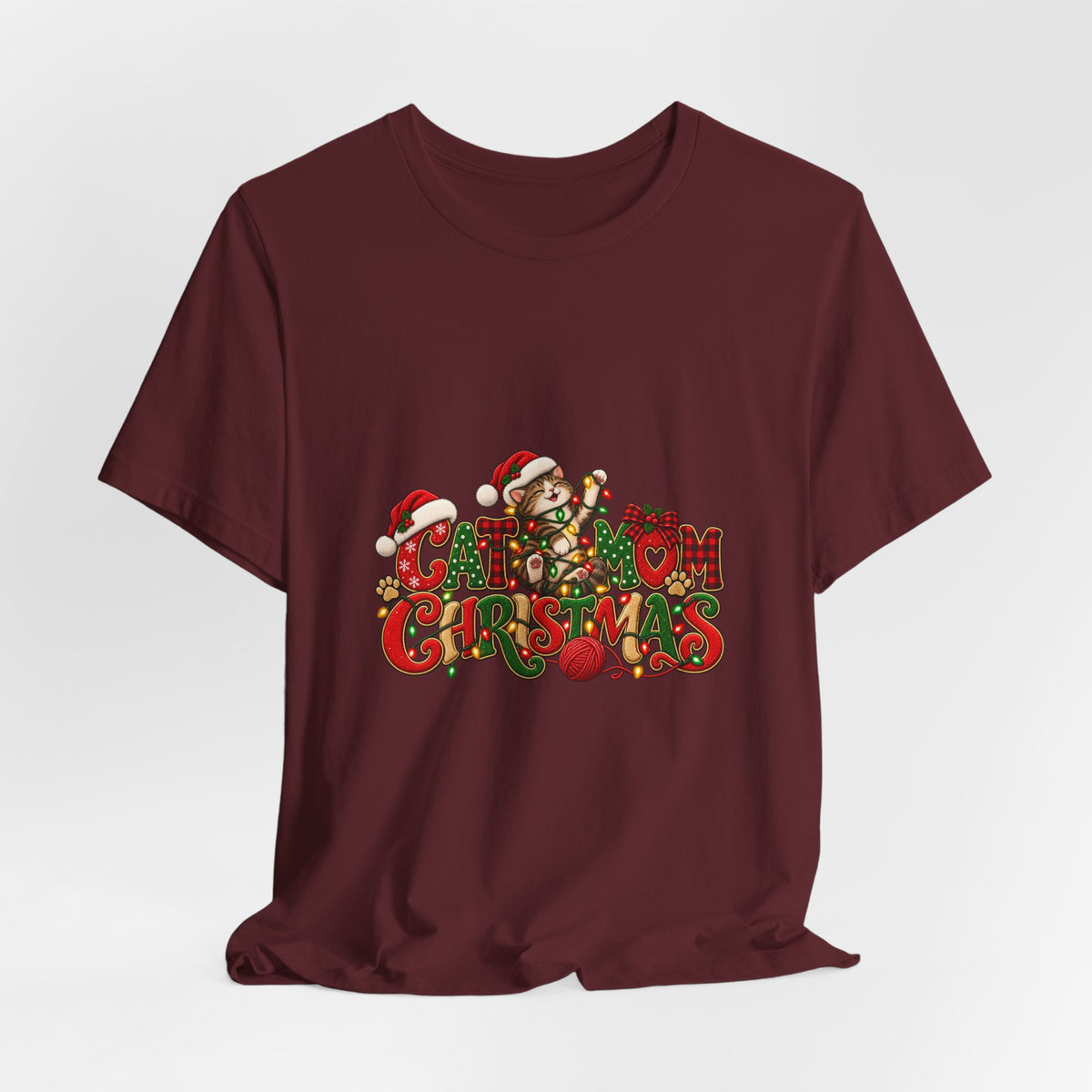Christmas Cat Tee — Cute "Cat-ty Christmas" Holiday T-Shirt with Santa Cat Design