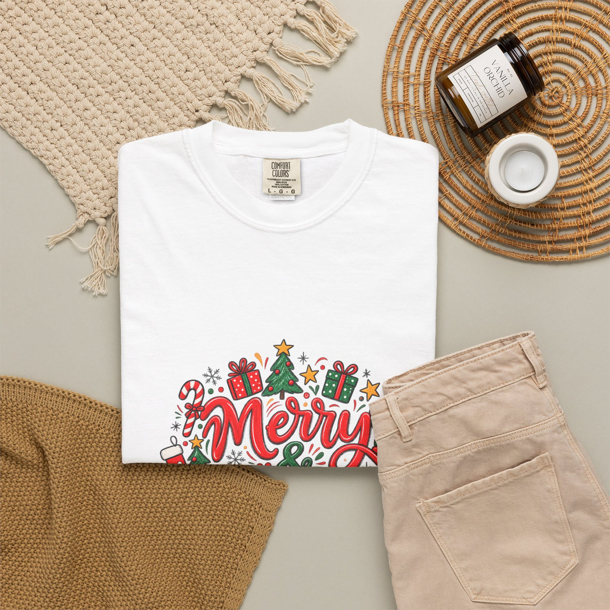 Merry & Bright Christmas T-Shirt | Festive Holiday Graphic Tee