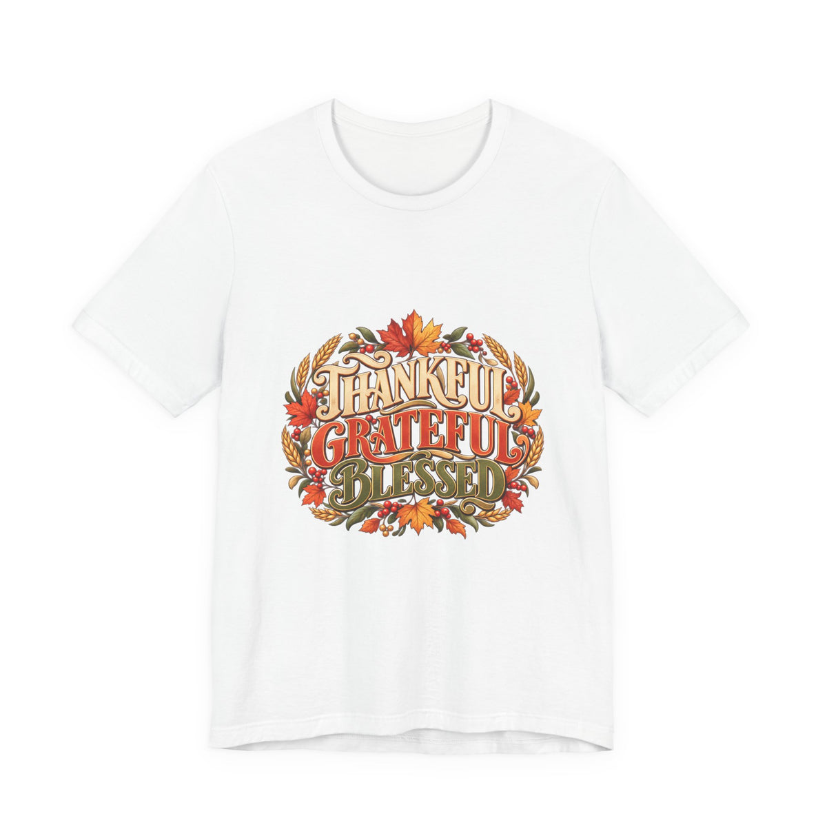 Thankful Grateful Blessed tee | Fall leaves Thanksgiving shirt