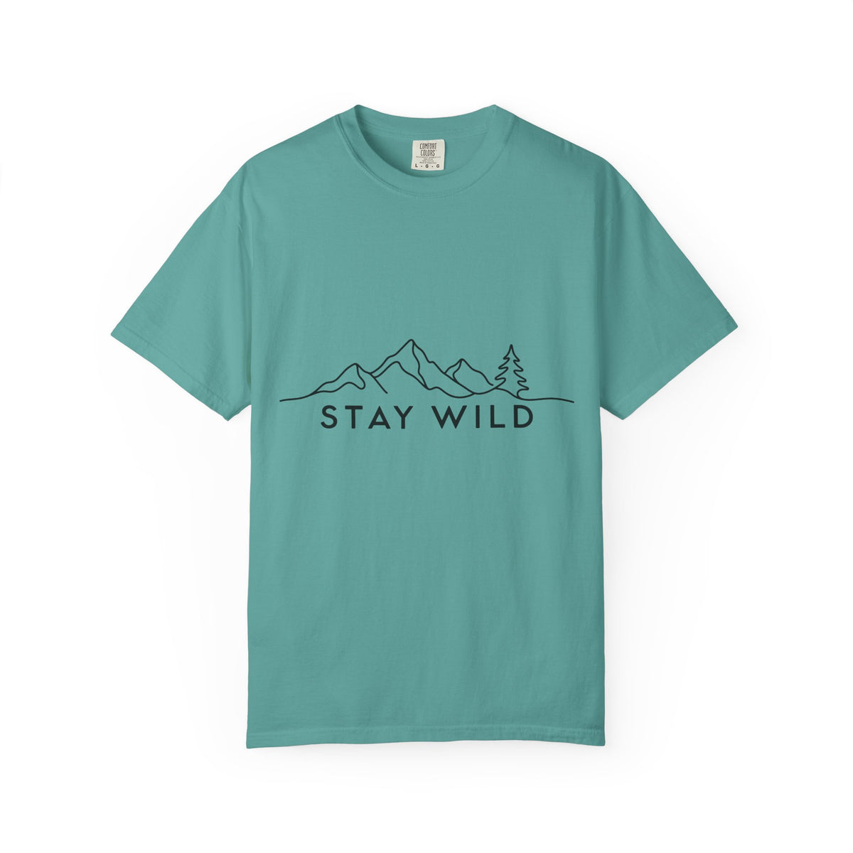 Stay Wild mountain line art T-shirt | minimalist outdoors tee