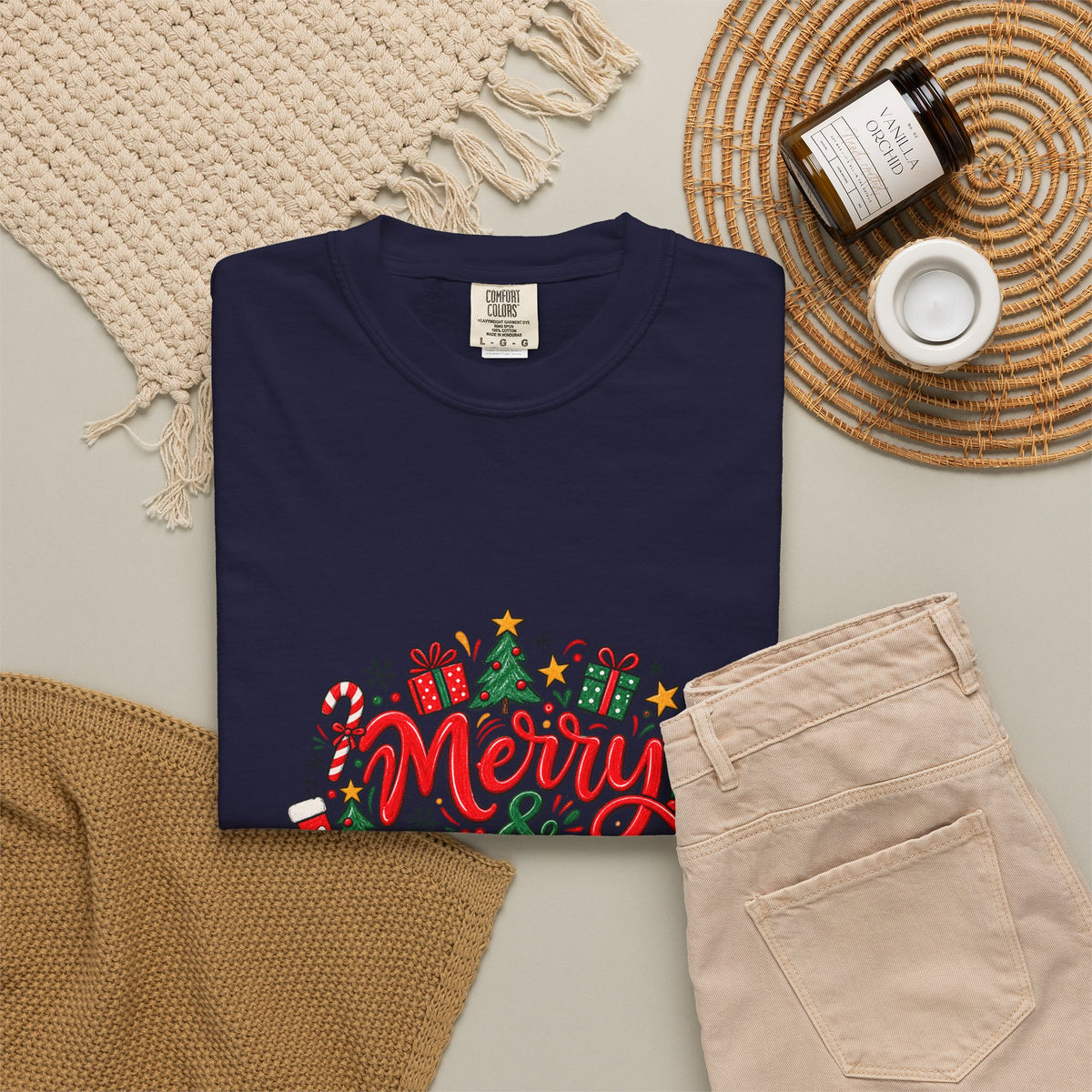 Merry & Bright Christmas T-Shirt | Festive Holiday Graphic Tee