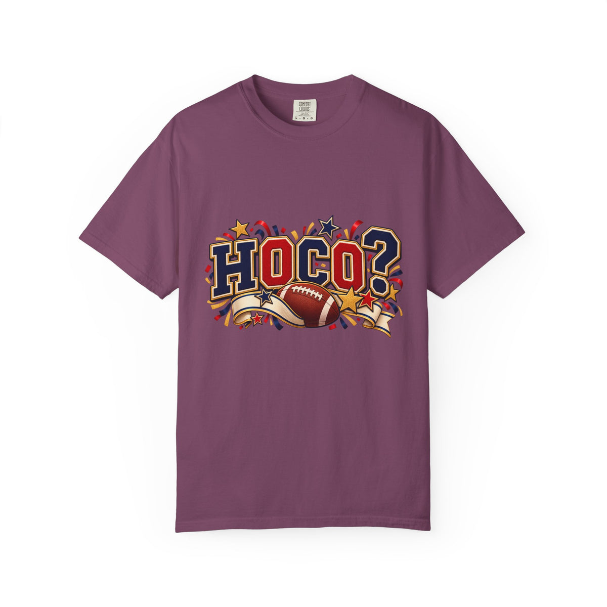 HOCO? Football Homecoming T-shirt | School Spirit, Stars & Banner Design