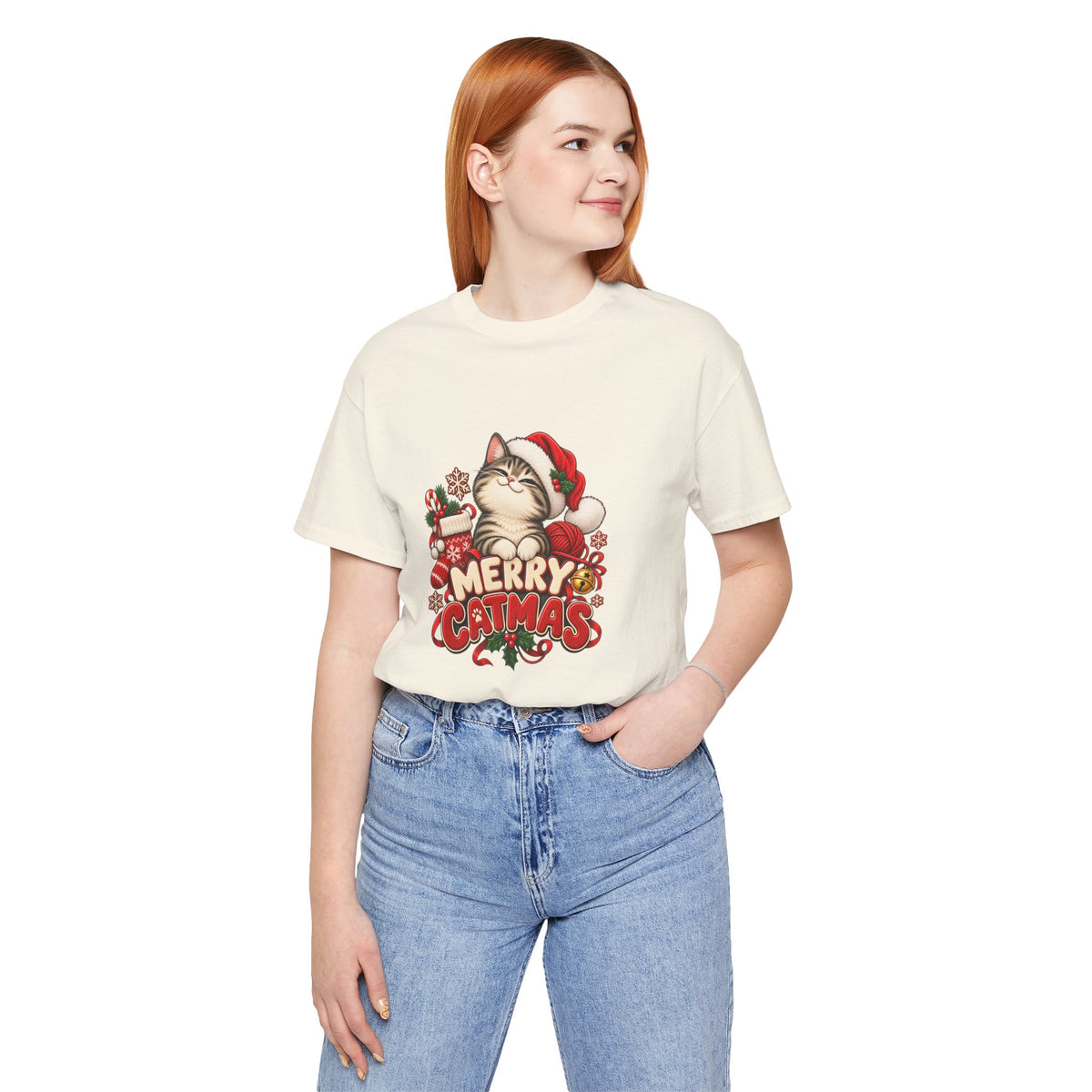 Merry Catmas T-Shirt – Cute Christmas Cat Holiday Tee
