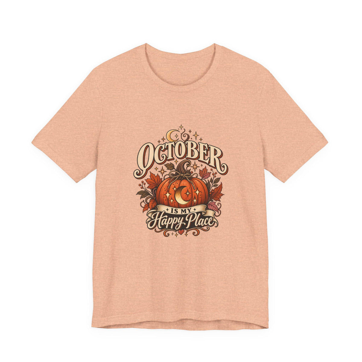October Is My Happy Place T-Shirt | Pumpkin Halloween Fall Tee