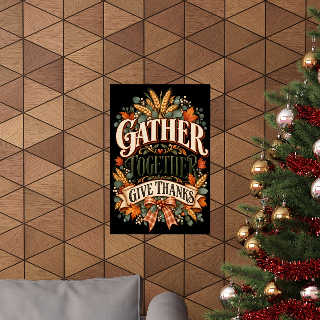 Gather Together Give Thanks Poster | Thanksgiving Fall Wall Art, Harvest Typography
