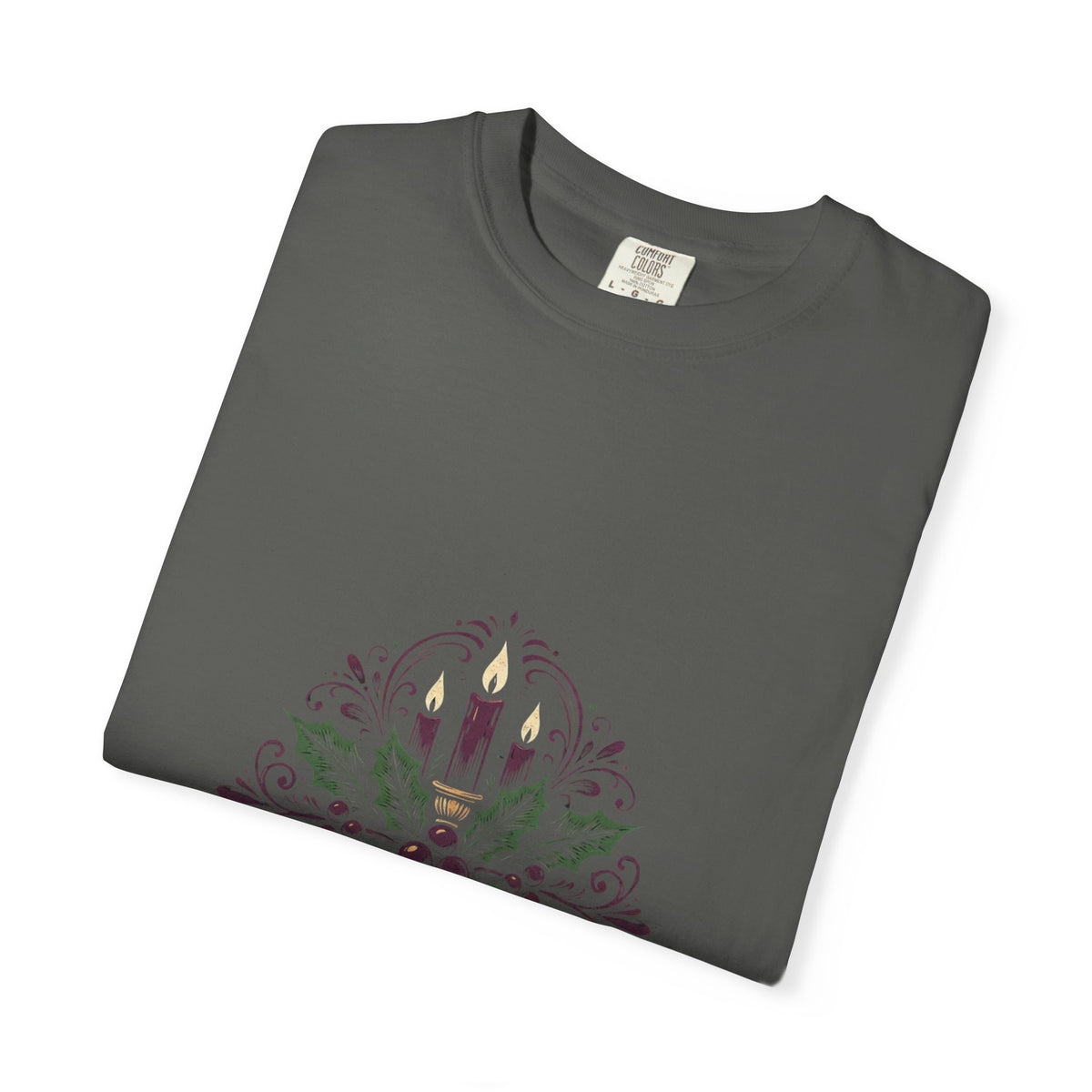Moody Holiday Candle Wreath T-Shirt | Christmas Seasonal Tee | Festive Graphic Shirt | Holiday Gift for Her Him | Vintage Xmas