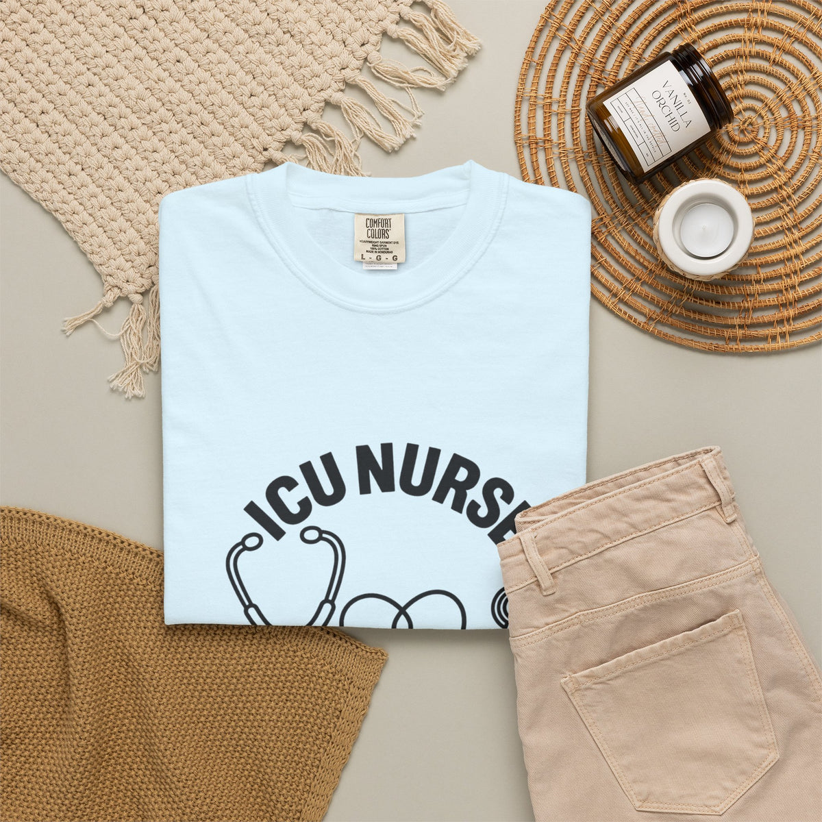 ICU Nurse Night Shift Survivor T-shirt | Stethoscope Heart Design