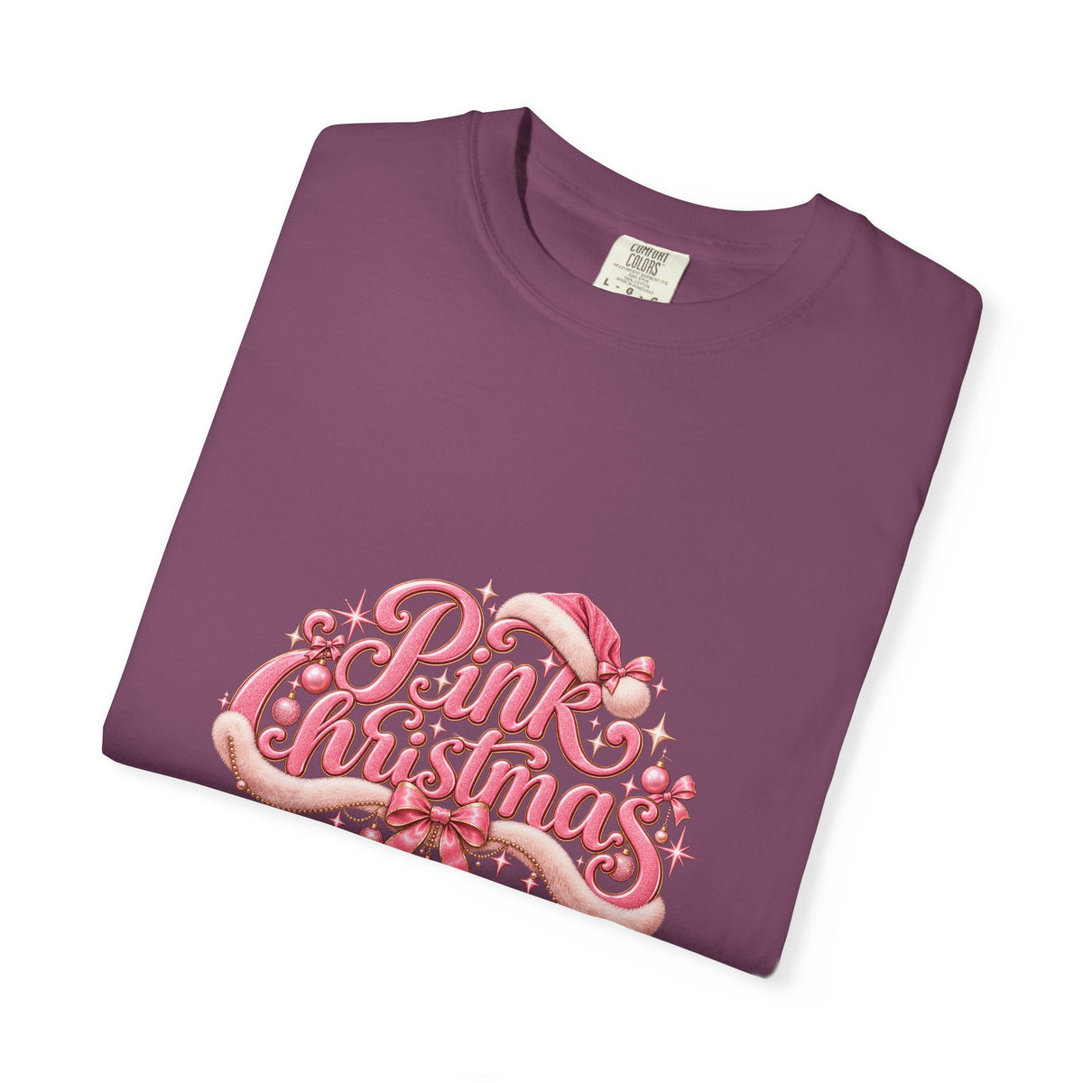 Pink Christmas T-Shirt — Festive Retro Script Holiday Tee