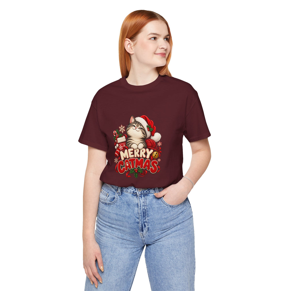 Merry Catmas T-Shirt – Cute Christmas Cat Holiday Tee