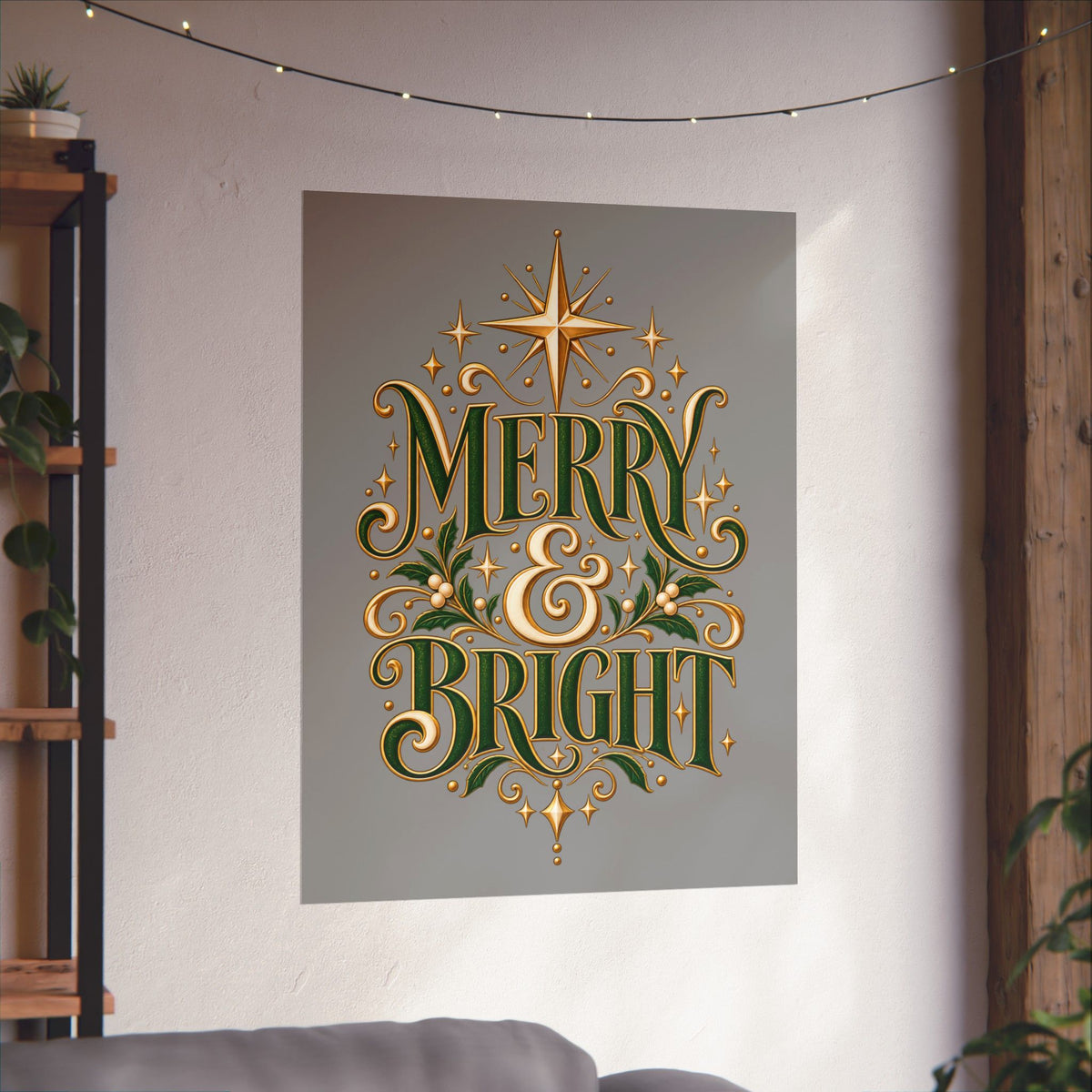 Merry & Bright Holiday Poster — Matte Vertical Christmas Wall Art
