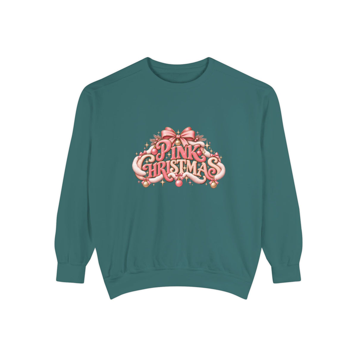 Pink Christmas Sweatshirt - Festive Pink Ribbon Holiday Crewneck
