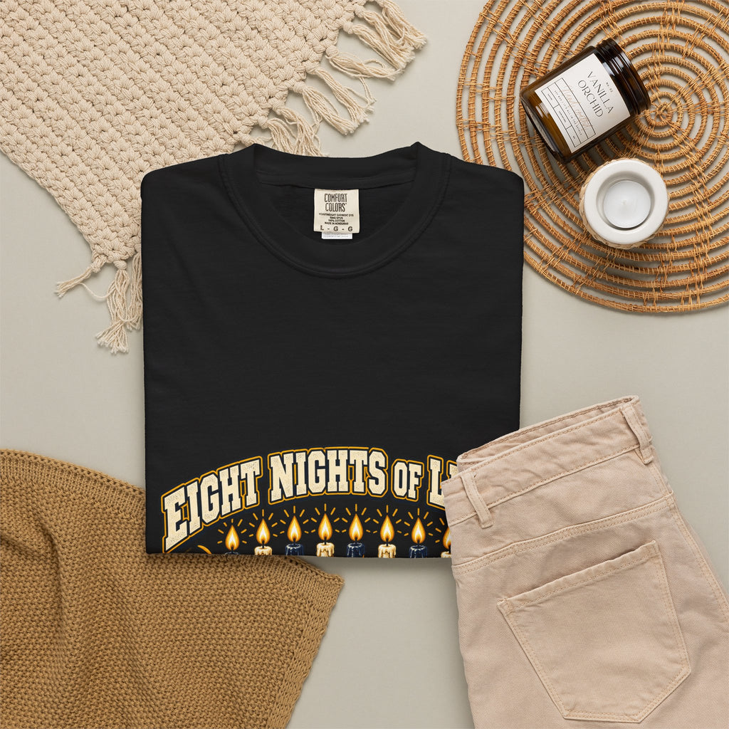Eight Nights of Light Menorah Tee | Hanukkah T-Shirt, Menorah Illustration