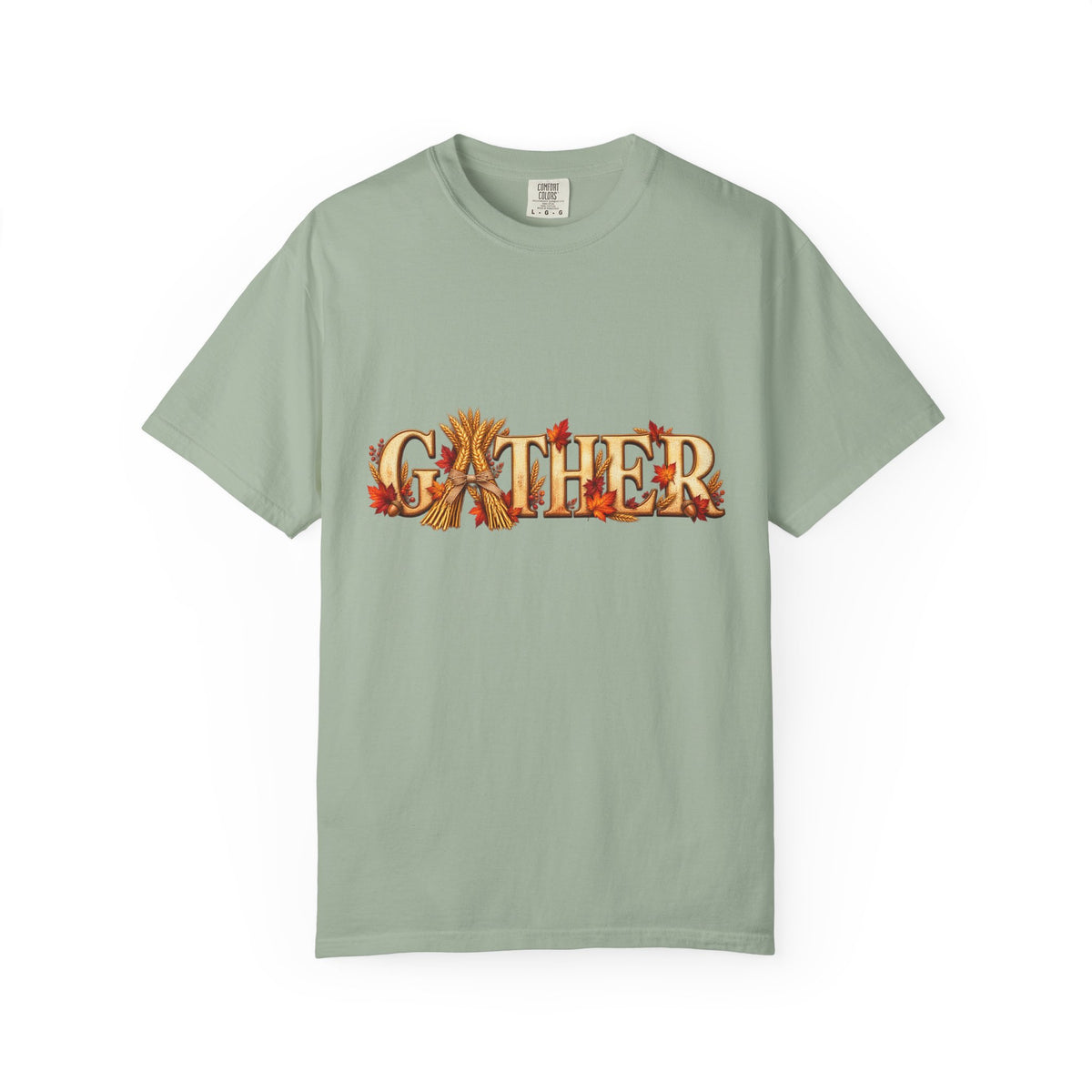Gather Fall T-Shirt — Autumn Leaves Harvest Graphic Tee, Thanksgiving Family Gathering Shirt, Rustic Fall Gift
