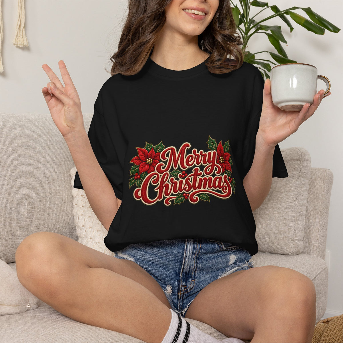 Merry Christmas Poinsettia T-Shirt