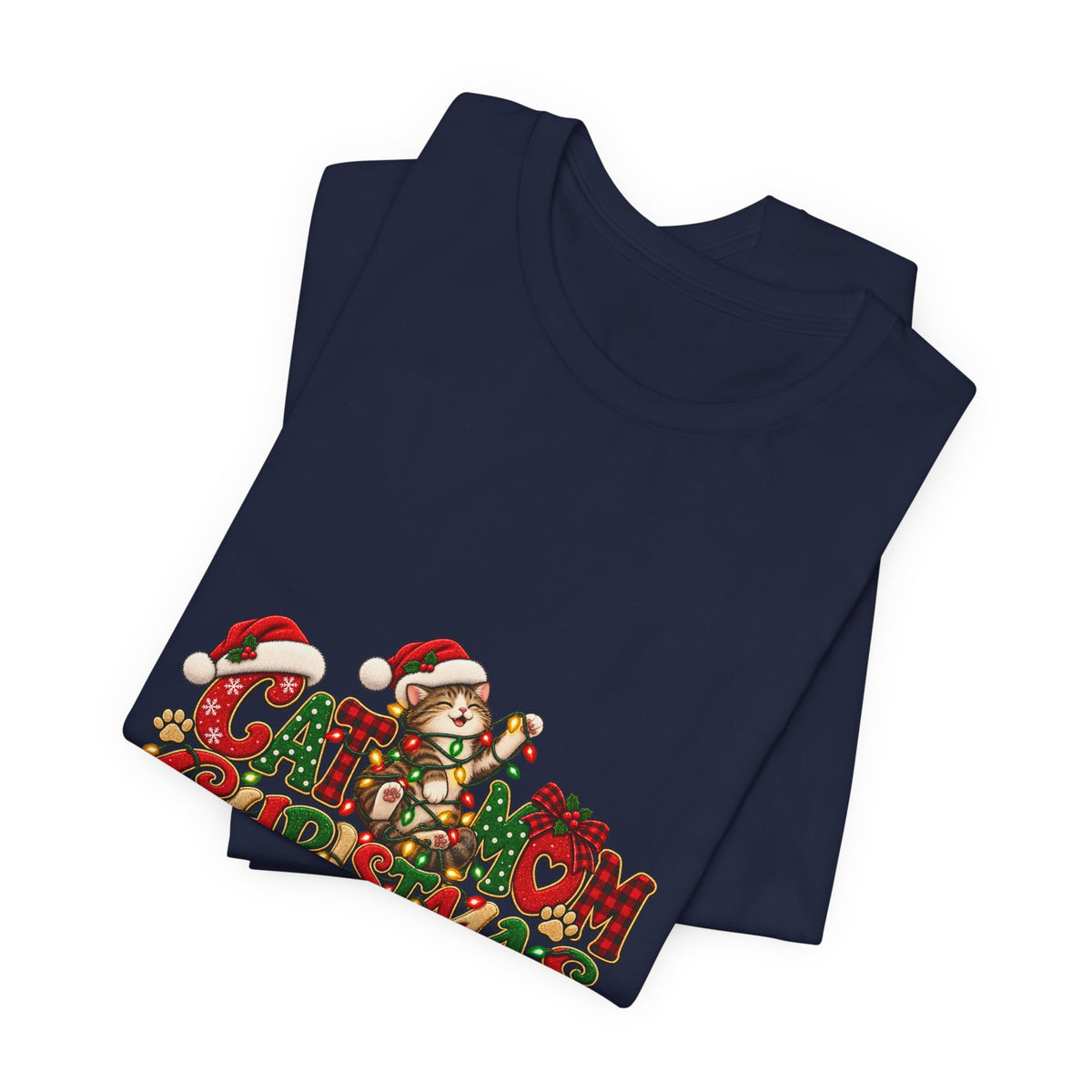 Christmas Cat Tee — Cute "Cat-ty Christmas" Holiday T-Shirt with Santa Cat Design