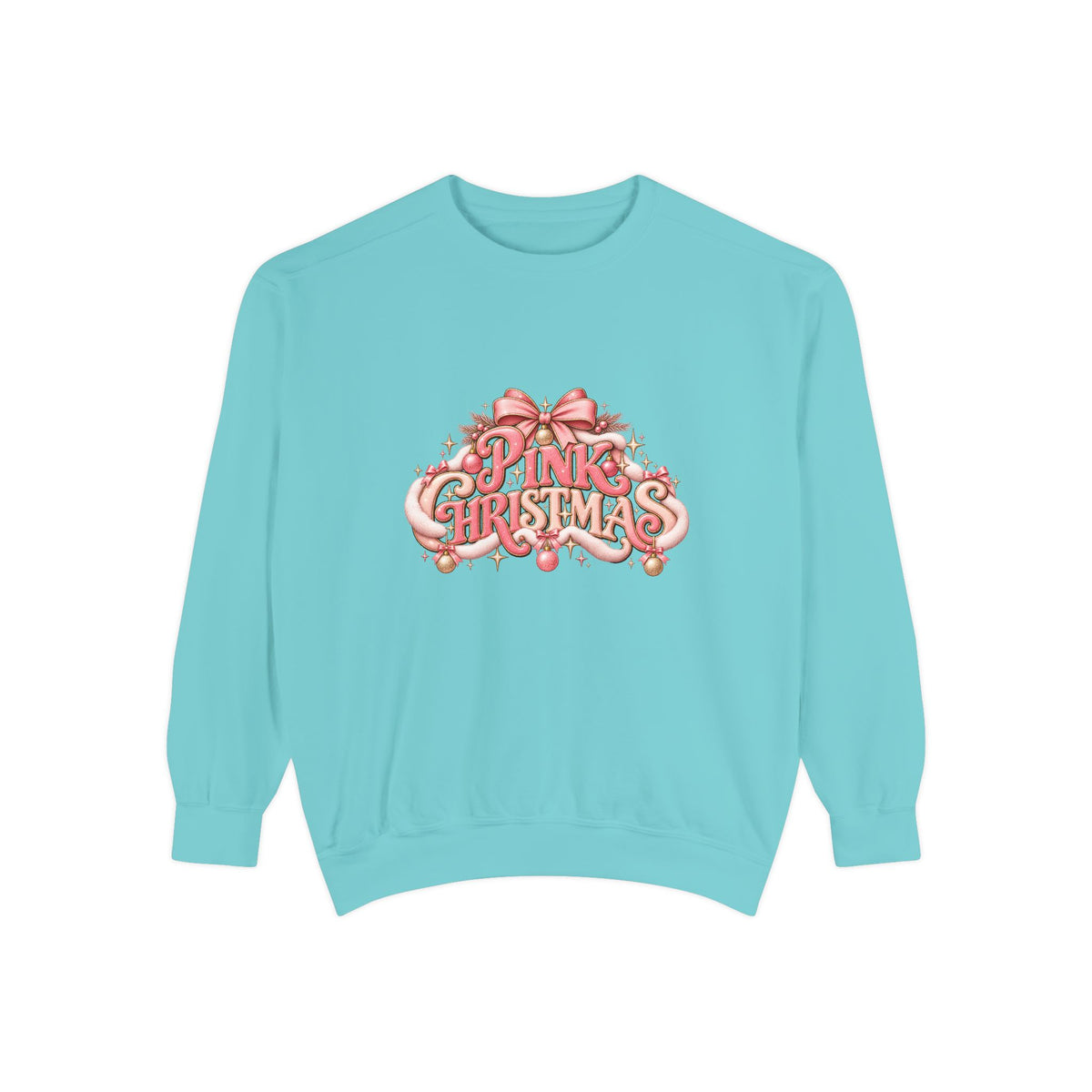 Pink Christmas Sweatshirt - Festive Pink Ribbon Holiday Crewneck