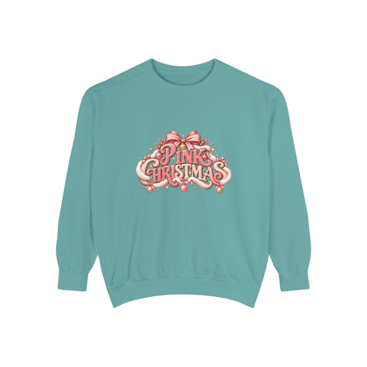 Pink Christmas Sweatshirt - Festive Pink Ribbon Holiday Crewneck