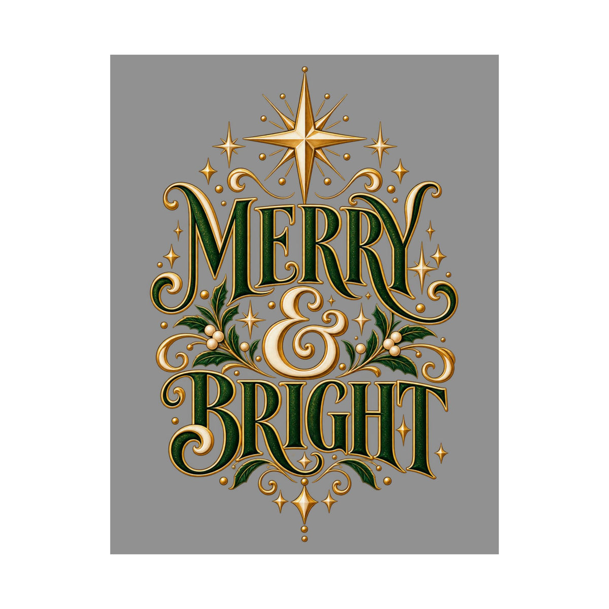 Merry & Bright Holiday Poster — Matte Vertical Christmas Wall Art