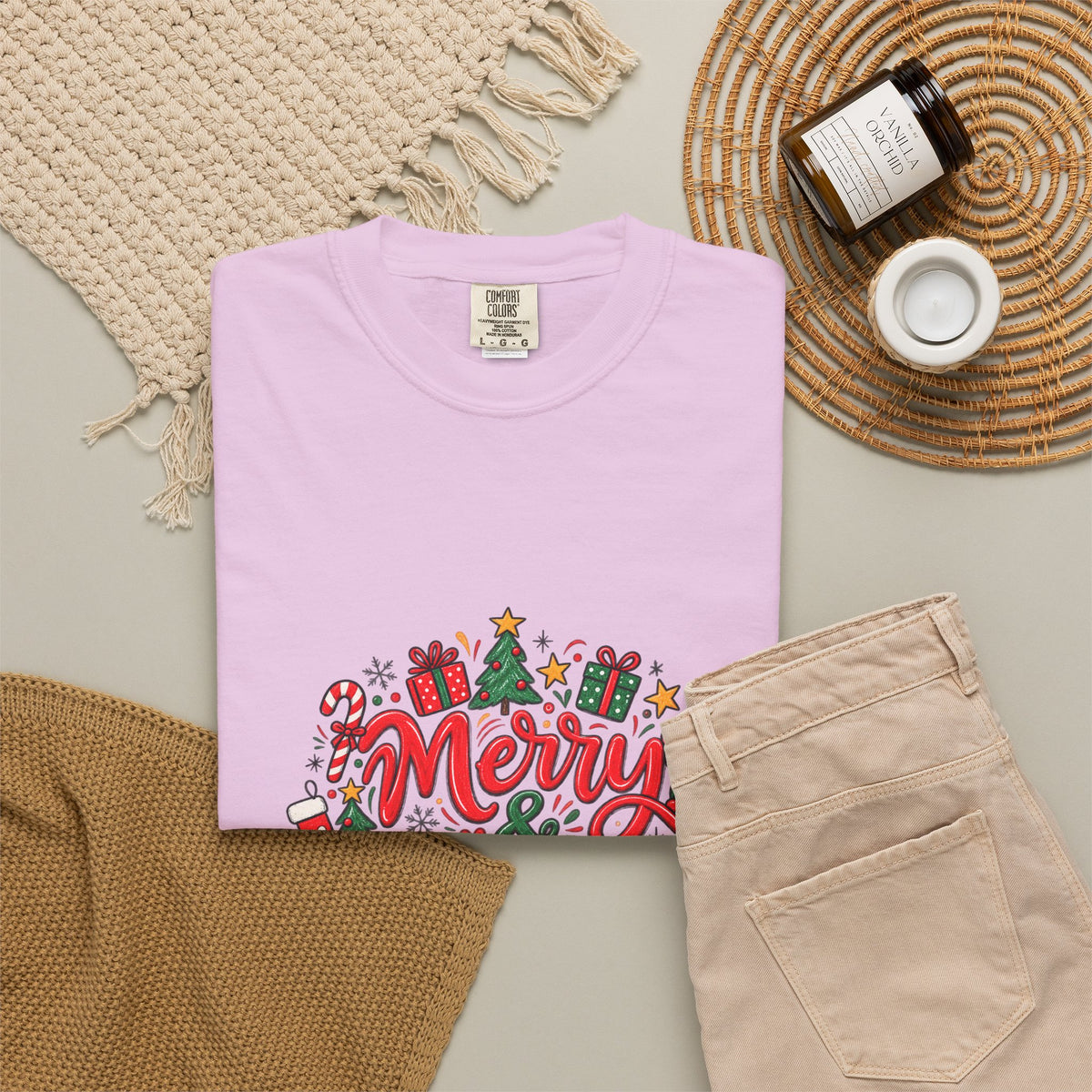 Merry & Bright Christmas T-Shirt | Festive Holiday Graphic Tee