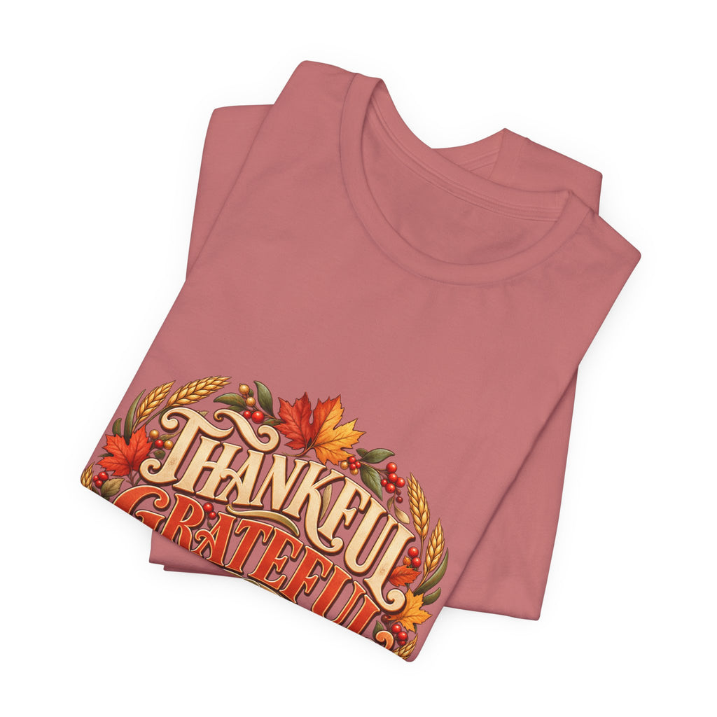 Thankful Grateful Blessed tee | Fall leaves Thanksgiving shirt