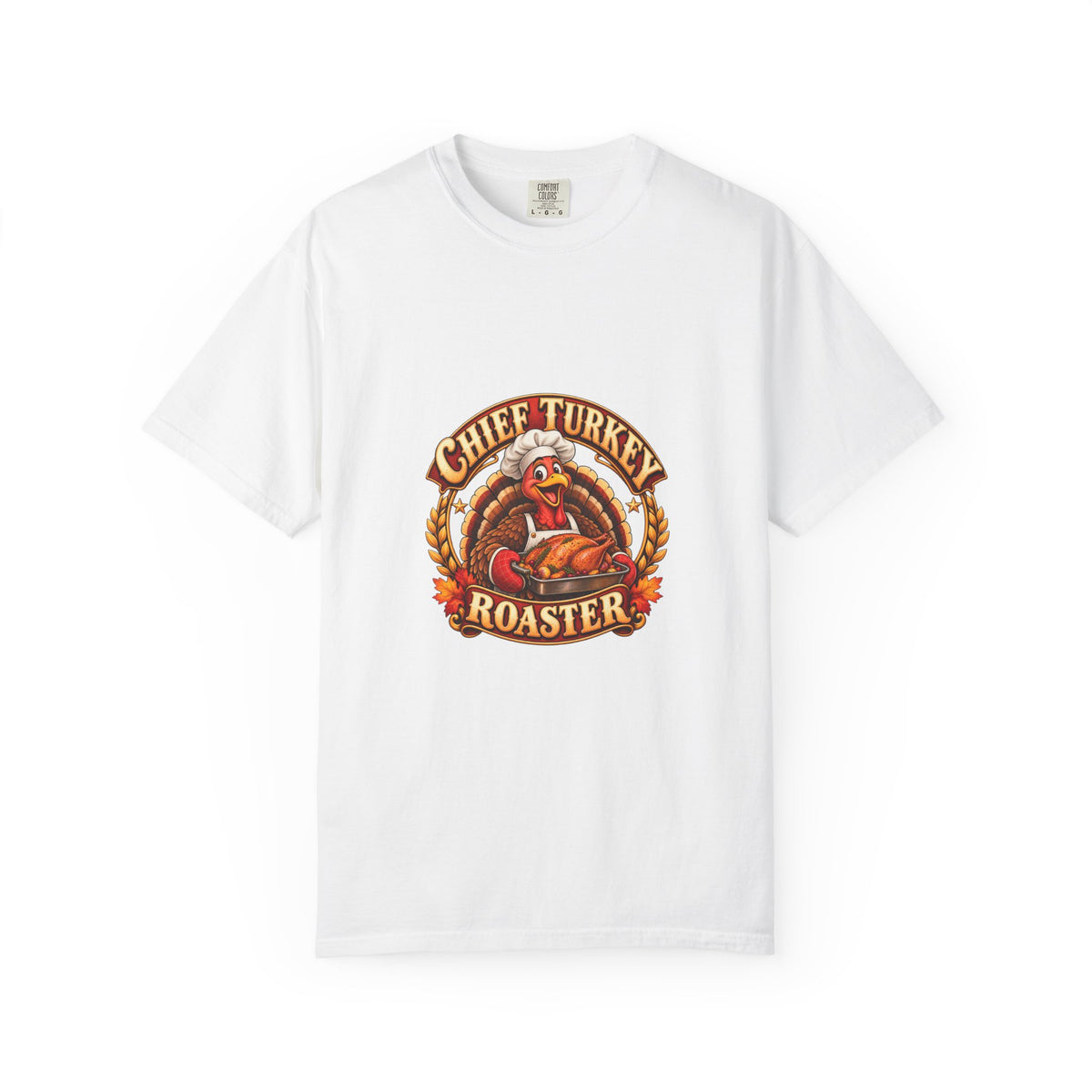 Chief Turkey Roaster T-Shirt — Retro Thanksgiving Emblem Tee, Vintage BBQ Turkey Badge Graphic Fall Shirt