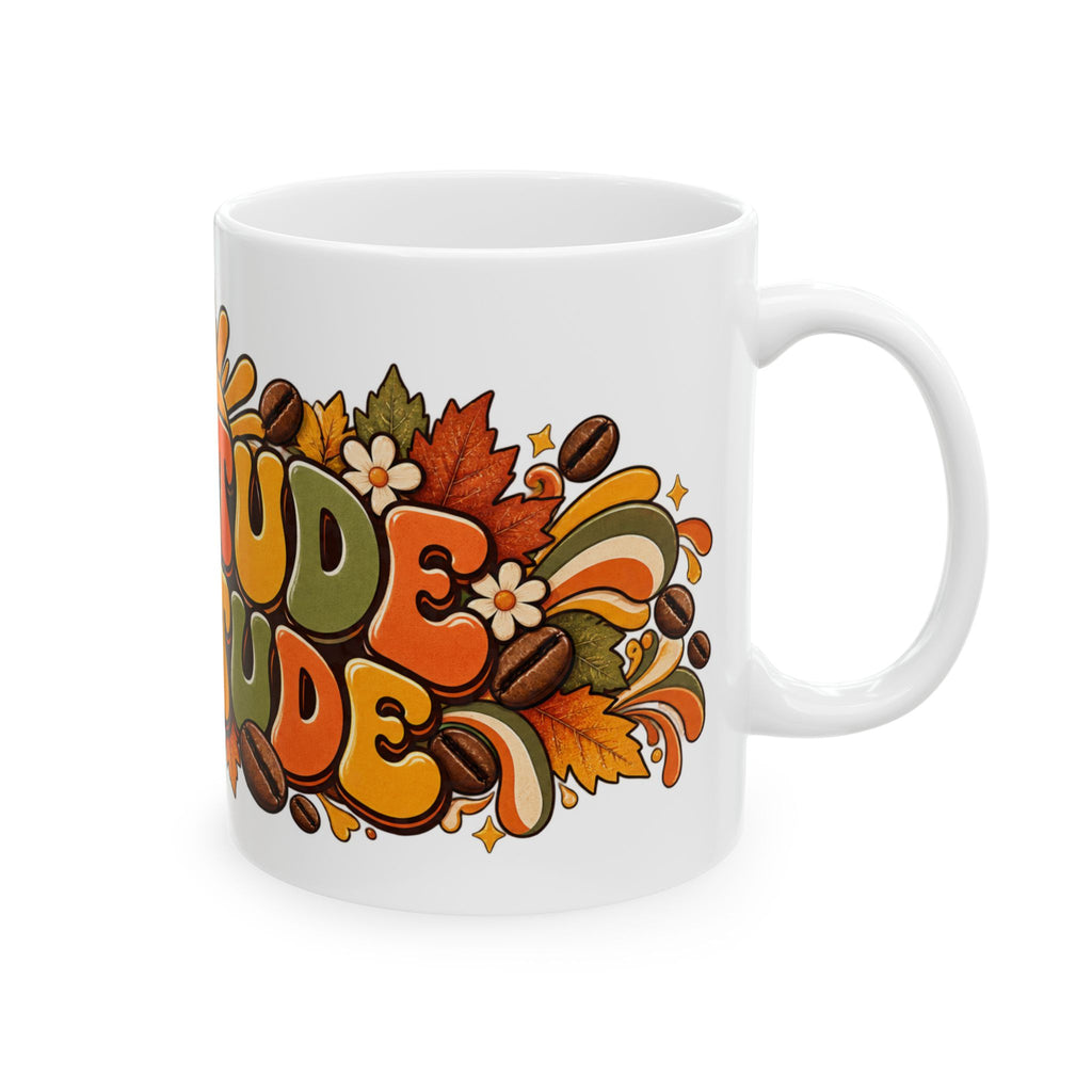 Gratitude Attitude mug | Retro 70s Coffee Illustration, Ceramic Mug