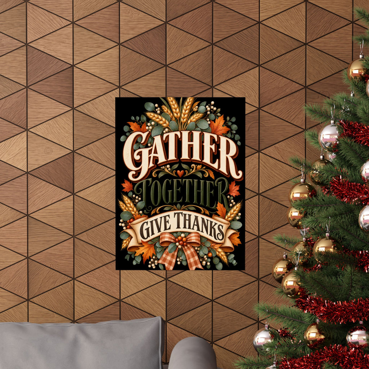 Gather Together Give Thanks Poster | Thanksgiving Fall Wall Art, Harvest Typography