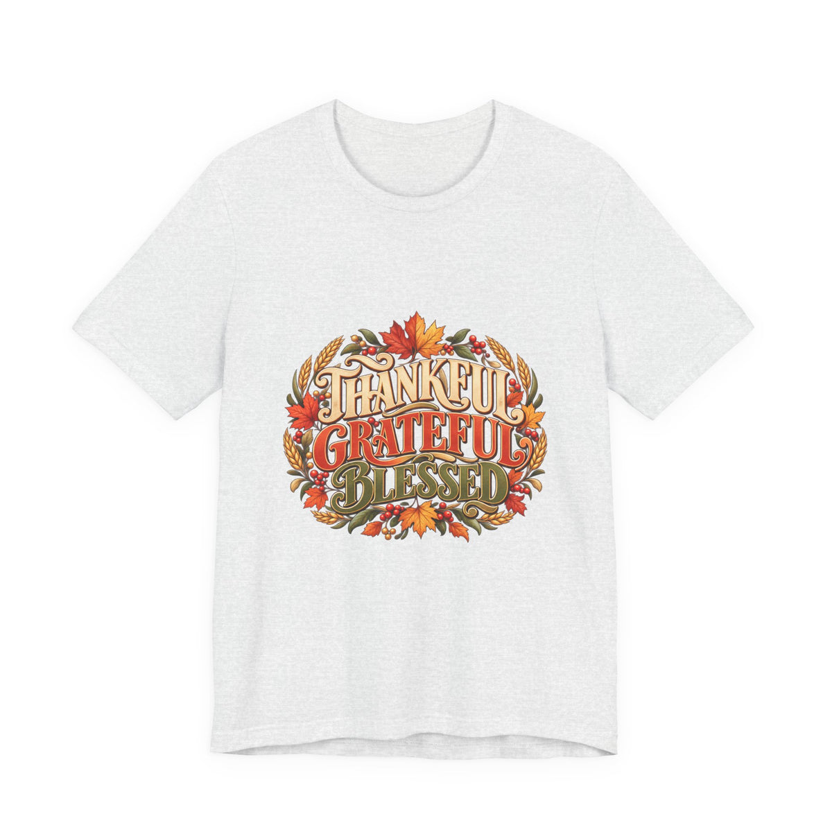 Thankful Grateful Blessed tee | Fall leaves Thanksgiving shirt