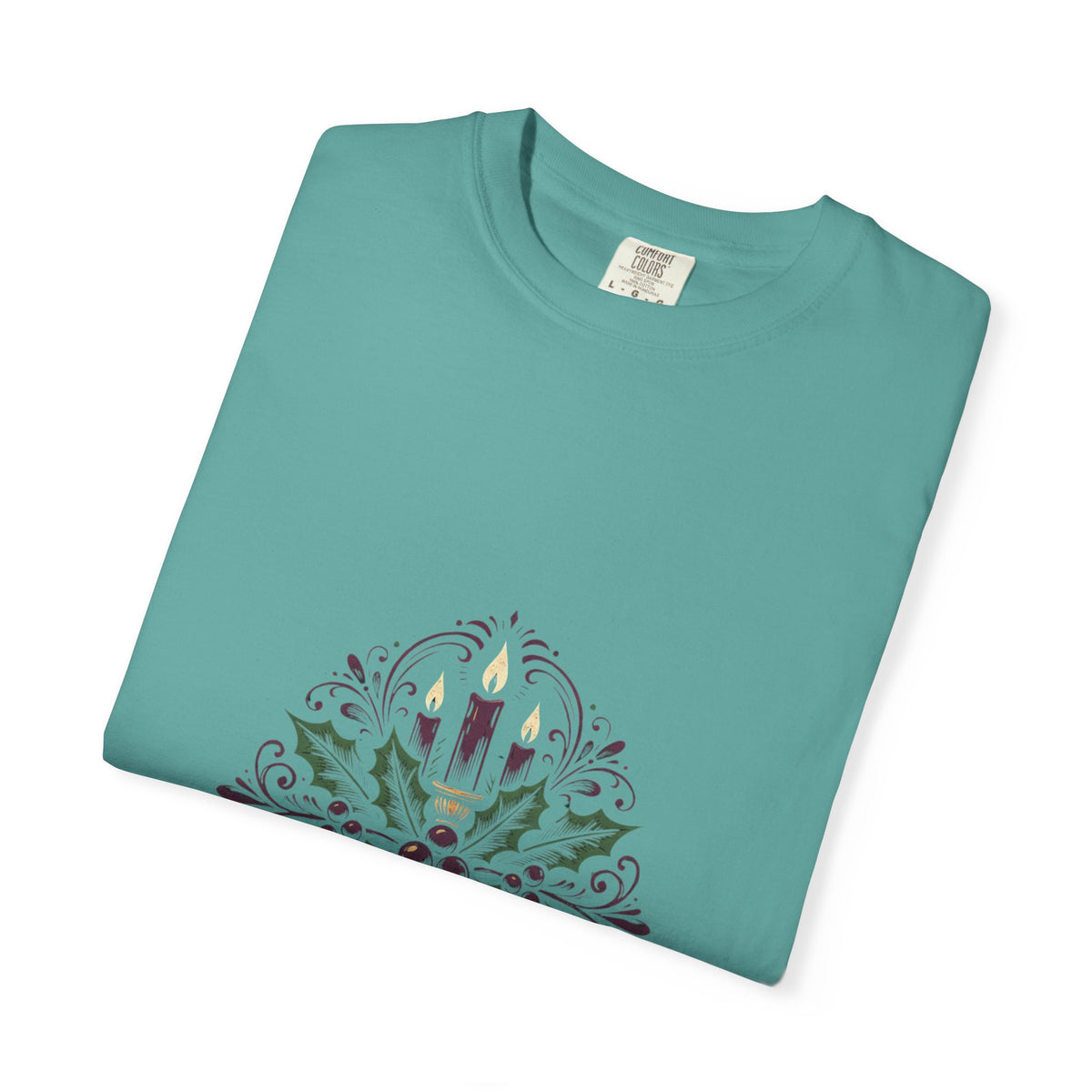 Moody Holiday Candle Wreath T-Shirt | Christmas Seasonal Tee | Festive Graphic Shirt | Holiday Gift for Her Him | Vintage Xmas