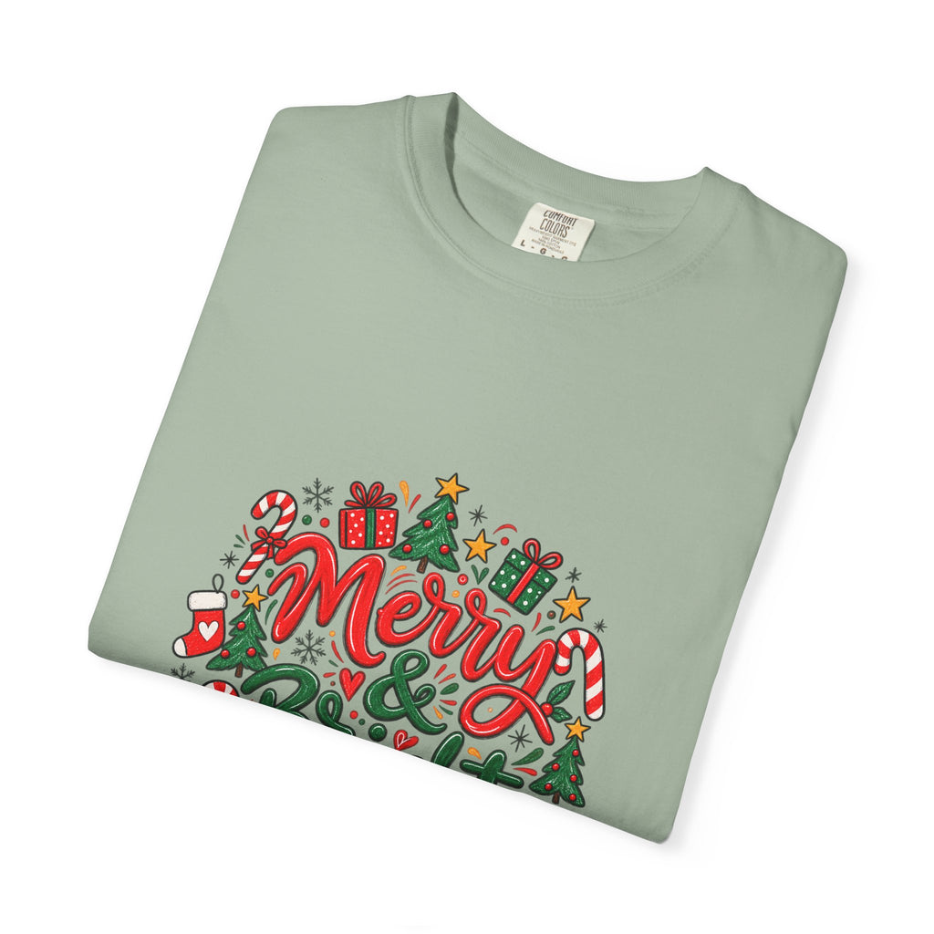 Merry & Bright Christmas T-Shirt | Festive Holiday Graphic Tee