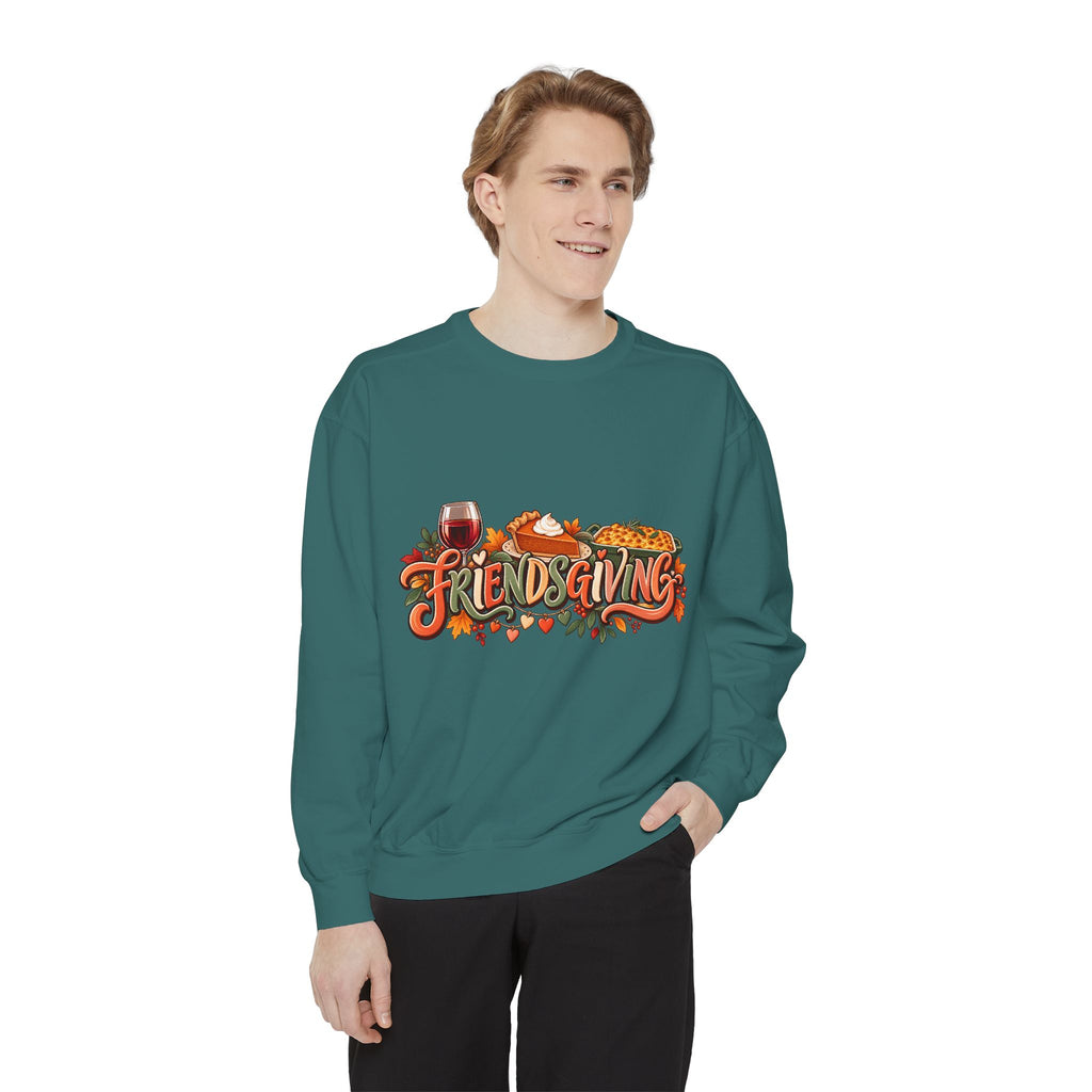 Friendsgiving sweatshirt | Thanksgiving fall leaves turkey wine