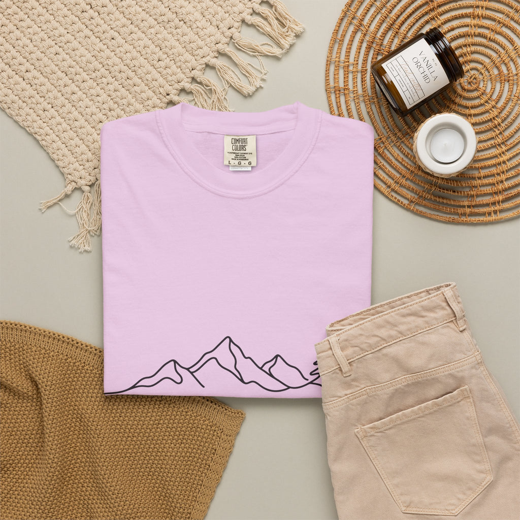 Stay Wild mountain line art T-shirt | minimalist outdoors tee