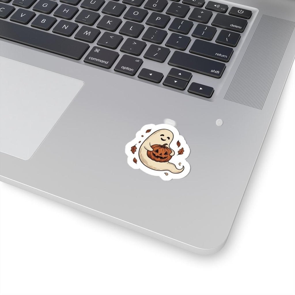 Cute Ghost Holding Jack-O'-Lantern Sticker | Kiss-Cut Halloween Sticker