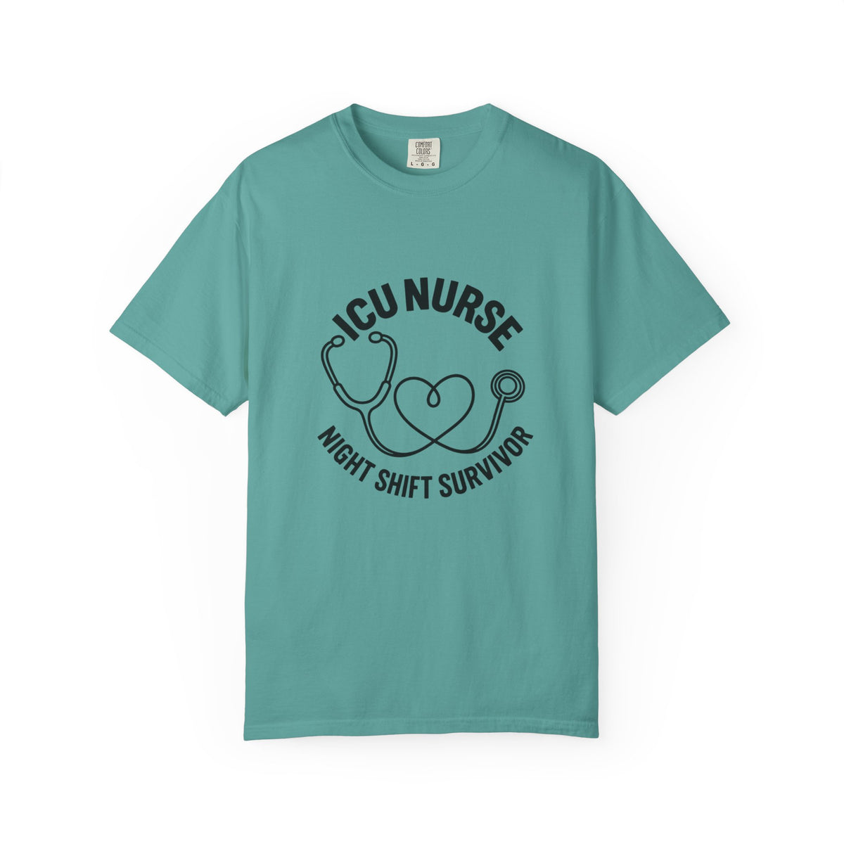 ICU Nurse Night Shift Survivor T-shirt | Stethoscope Heart Design
