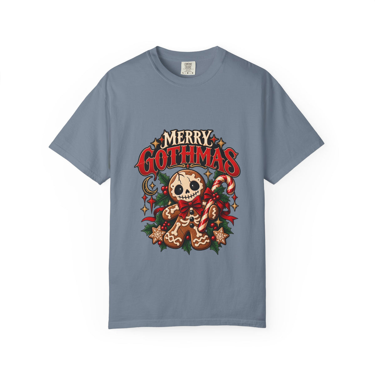 Merry Gothmas skull gingerbread graphic T-shirt | Gothic Christmas tee