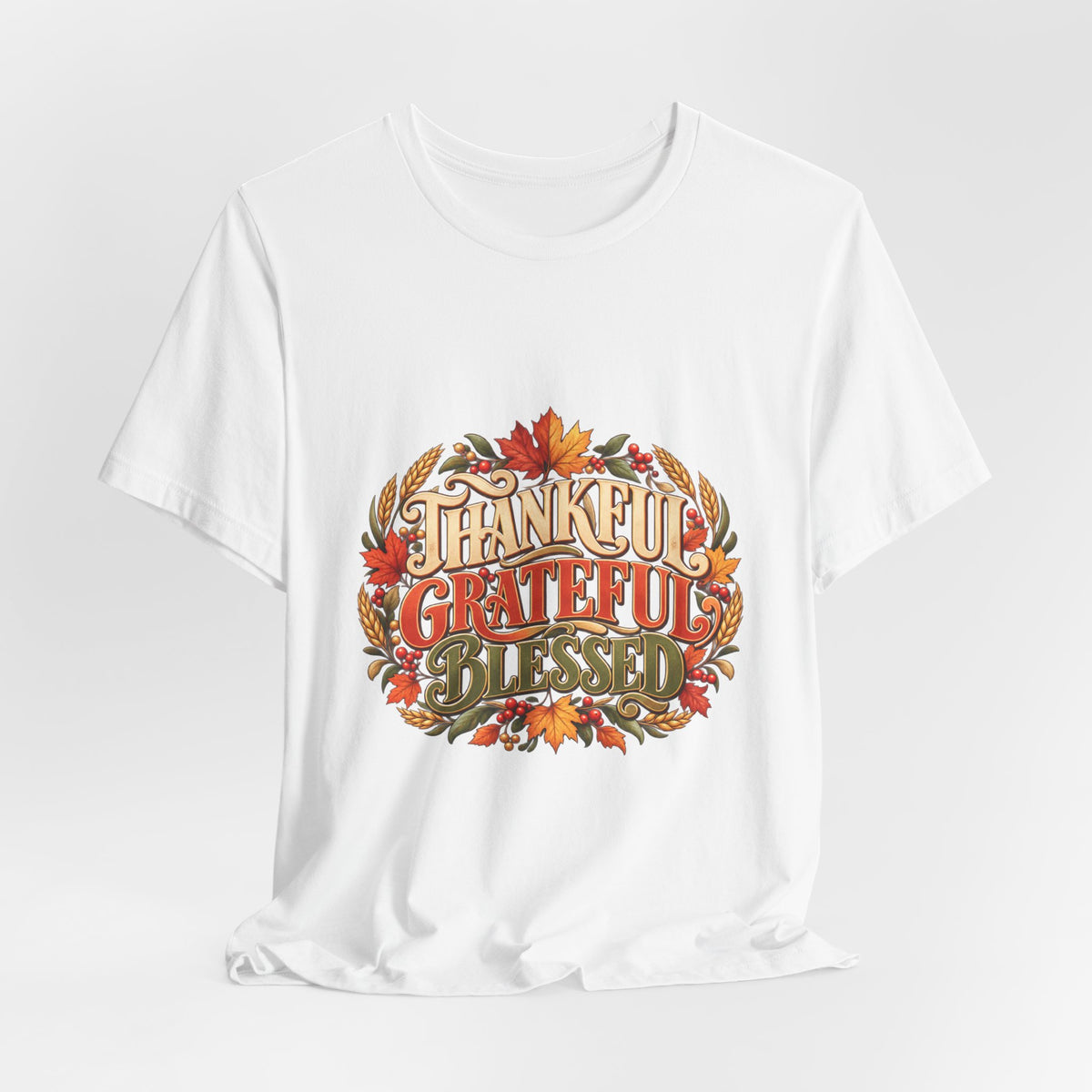 Thankful Grateful Blessed tee | Fall leaves Thanksgiving shirt
