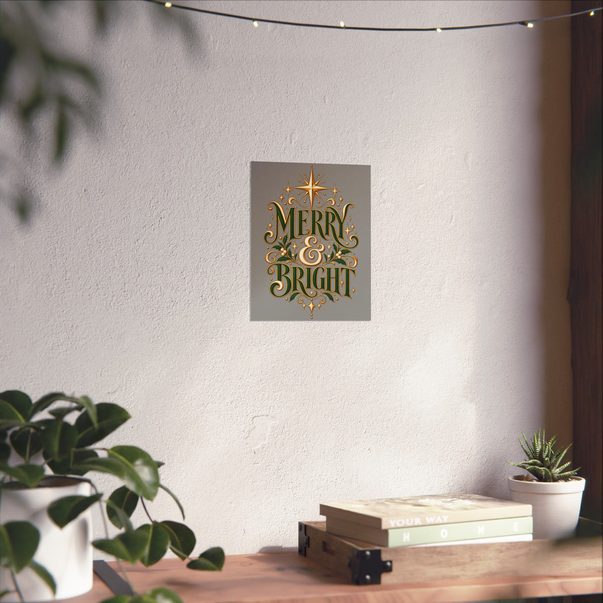 Merry & Bright Holiday Poster — Matte Vertical Christmas Wall Art