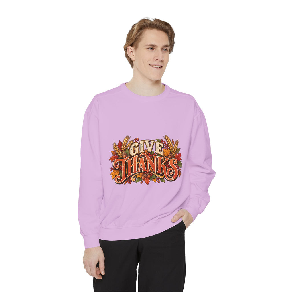 Give Thanks Fall Leaves Sweatshirt | Thanksgiving Seasonal Crewneck