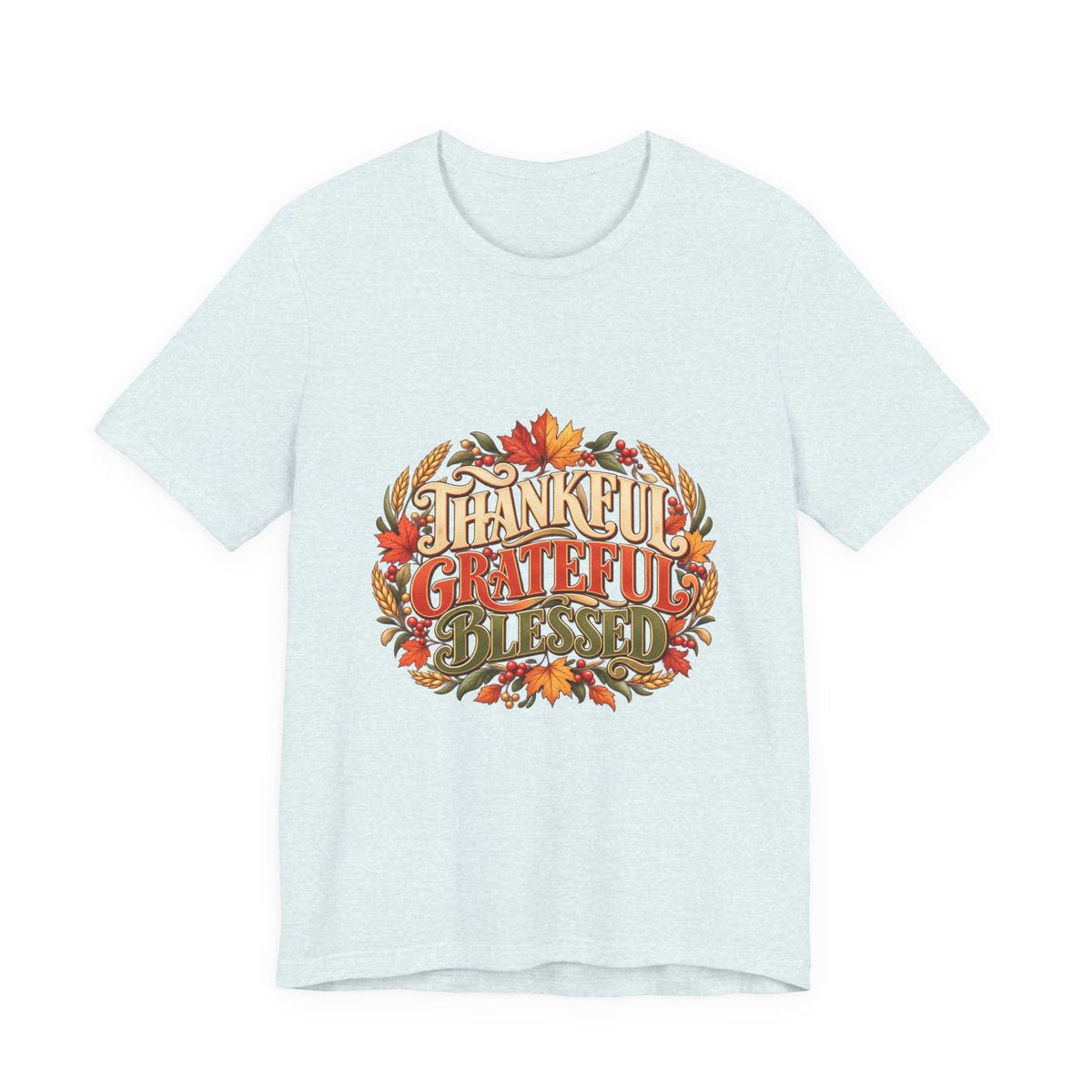 Thankful Grateful Blessed tee | Fall leaves Thanksgiving shirt