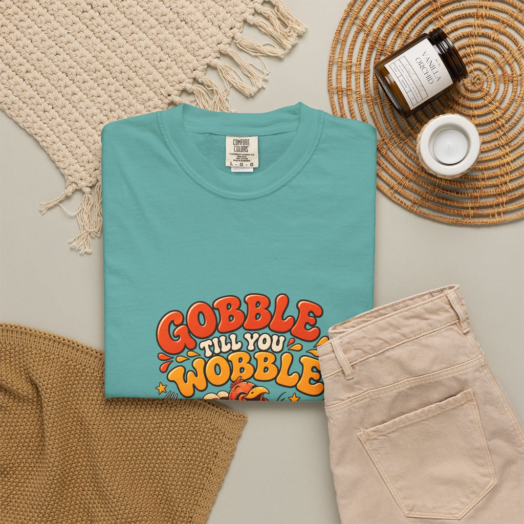 Gobble Till You Wobble Turkey T-Shirt | Thanksgiving Turkey Graphic