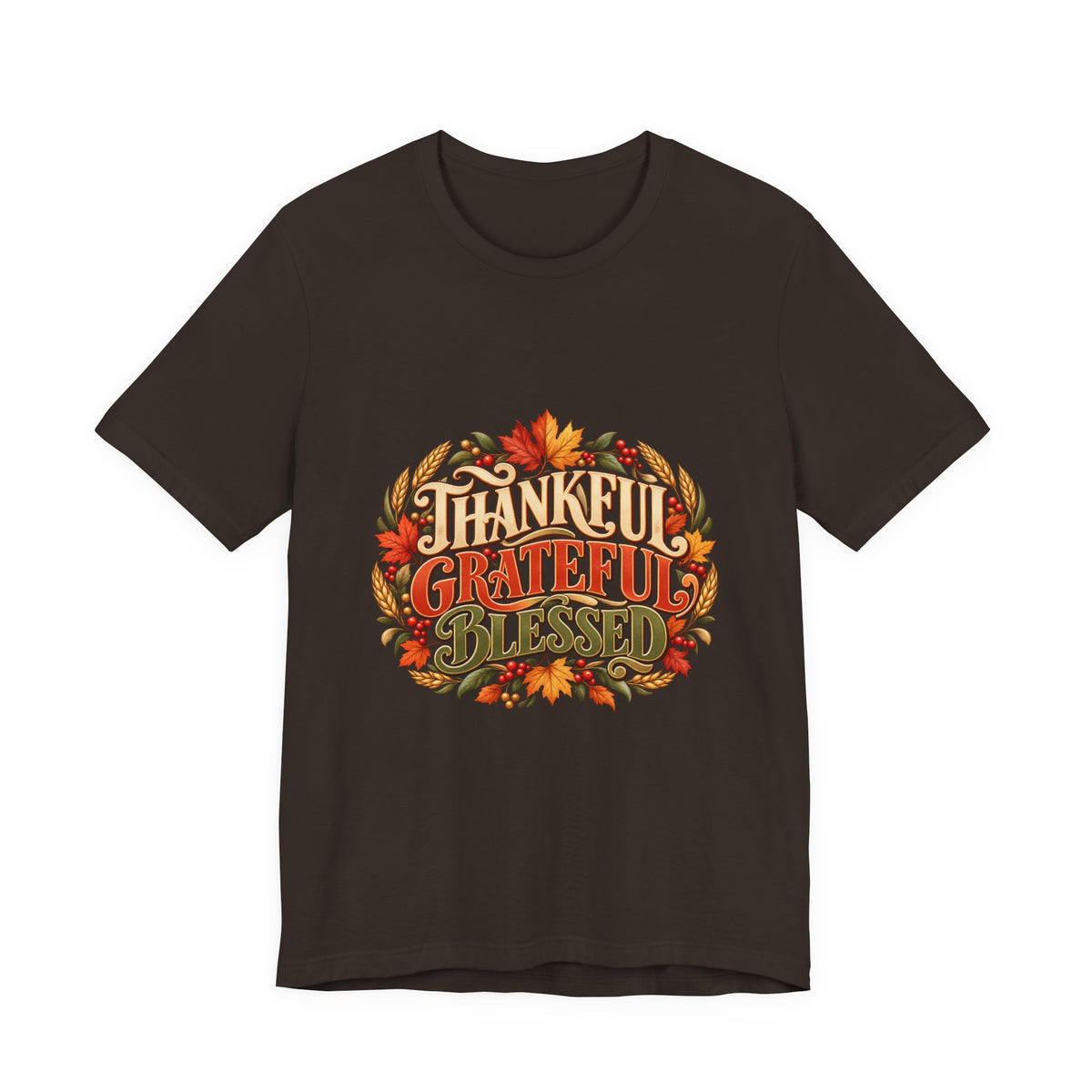 Thankful Grateful Blessed tee | Fall leaves Thanksgiving shirt