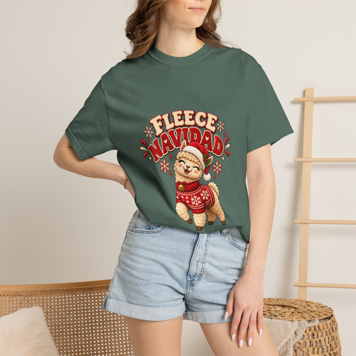Fleece Navidad Tee — Cute Llama Christmas T-Shirt