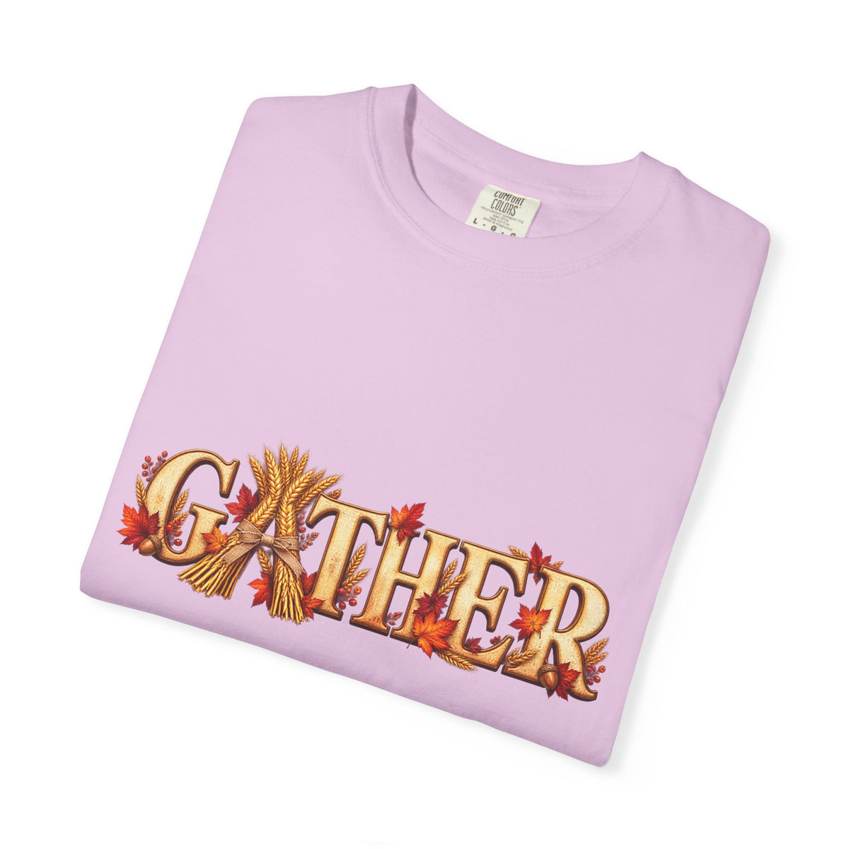 Gather Fall T-Shirt — Autumn Leaves Harvest Graphic Tee, Thanksgiving Family Gathering Shirt, Rustic Fall Gift