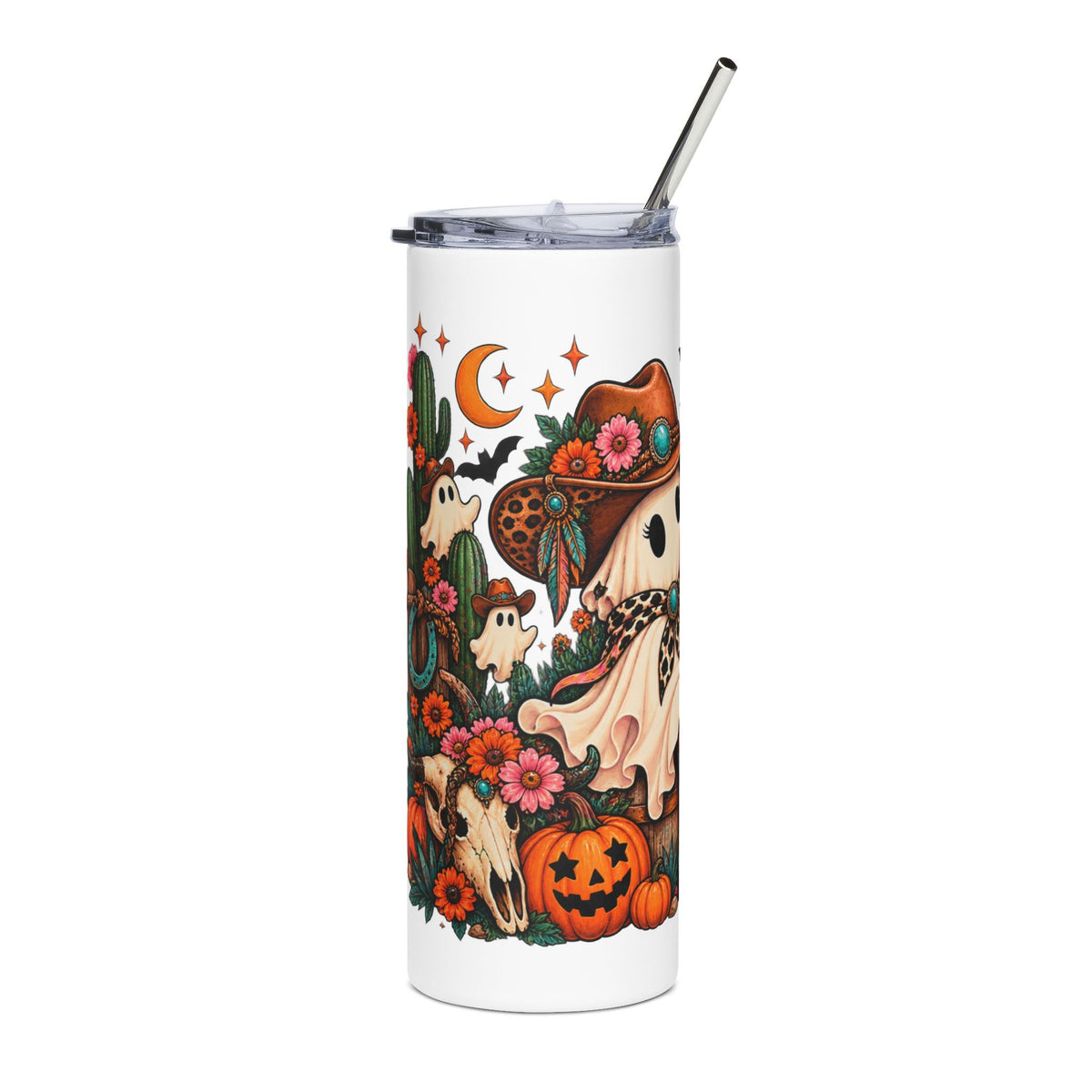 Cowboy Ghosts Halloween Tumbler | 20oz Stainless Steel Skinny Tumbler