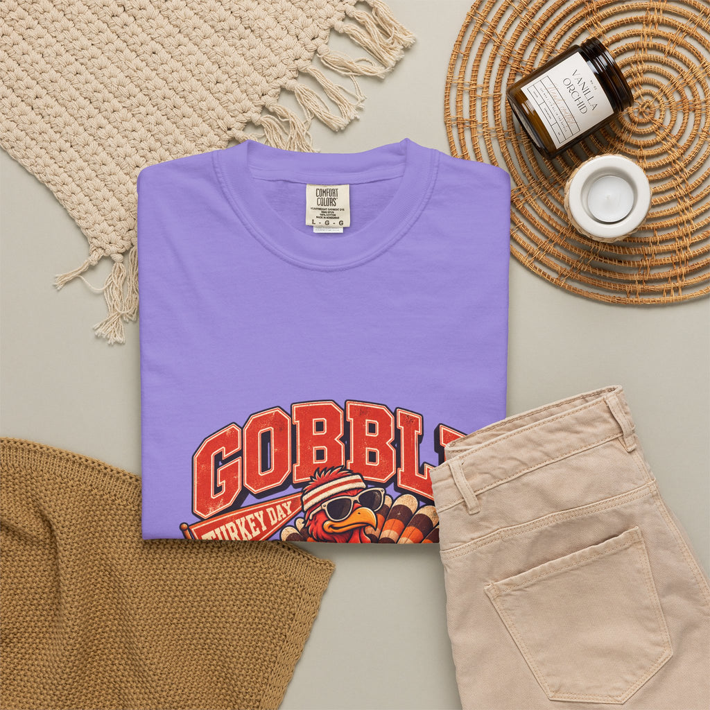 Gobble Squad Turkey Football Helmet T-Shirt | Thanksgiving Turkey Sports Tee