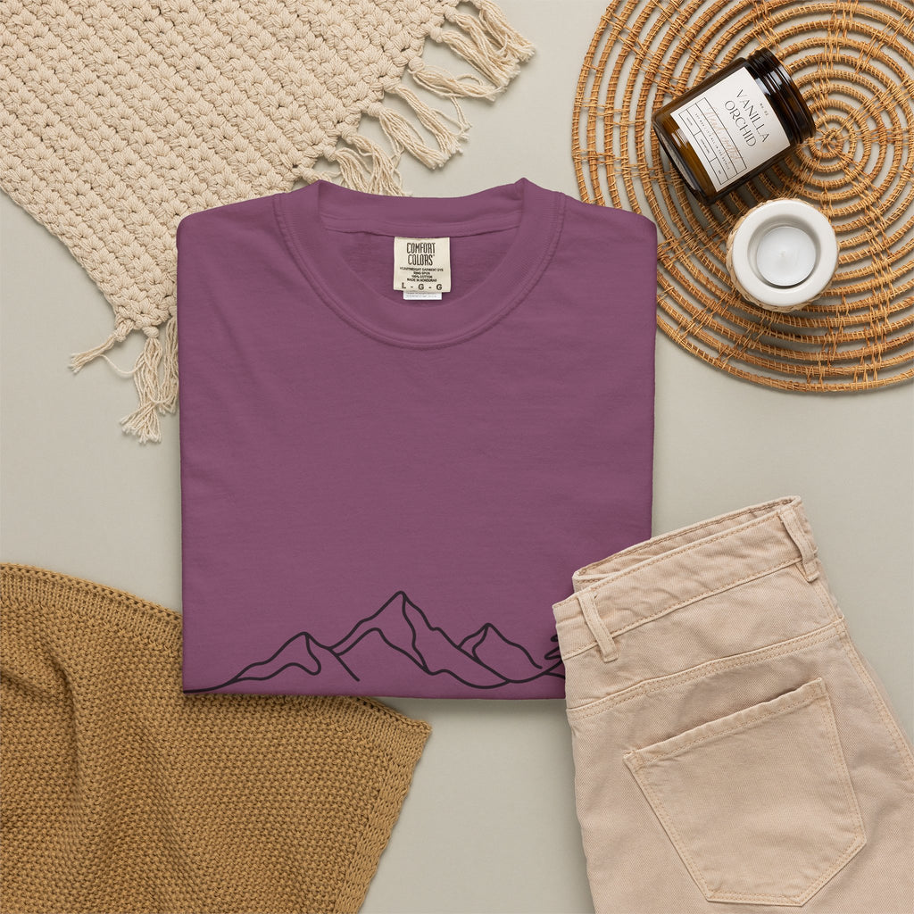 Stay Wild mountain line art T-shirt | minimalist outdoors tee