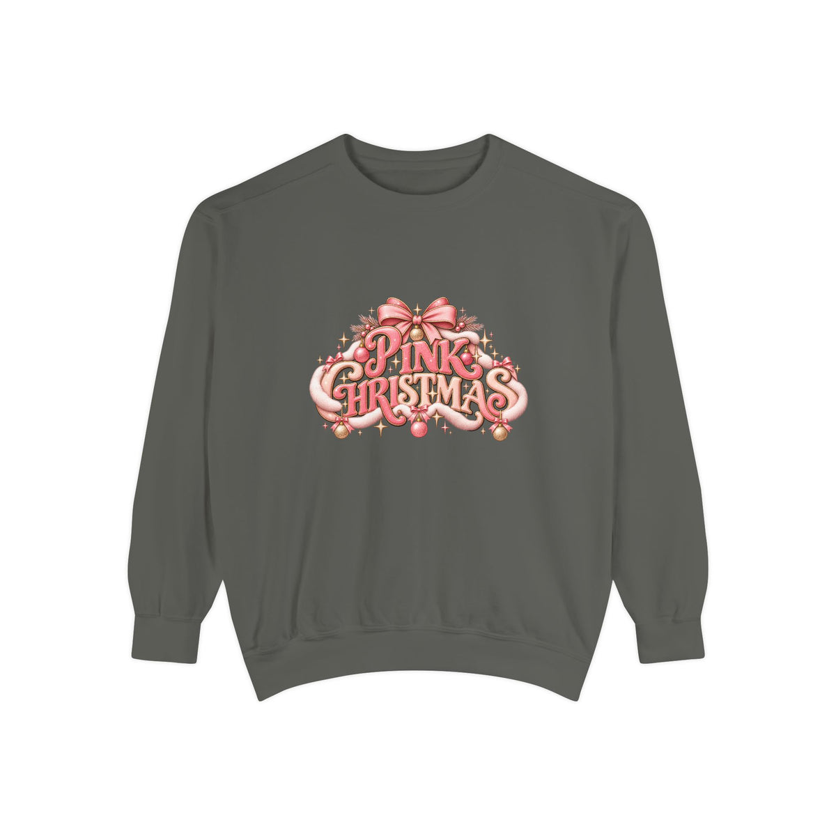 Pink Christmas Sweatshirt - Festive Pink Ribbon Holiday Crewneck