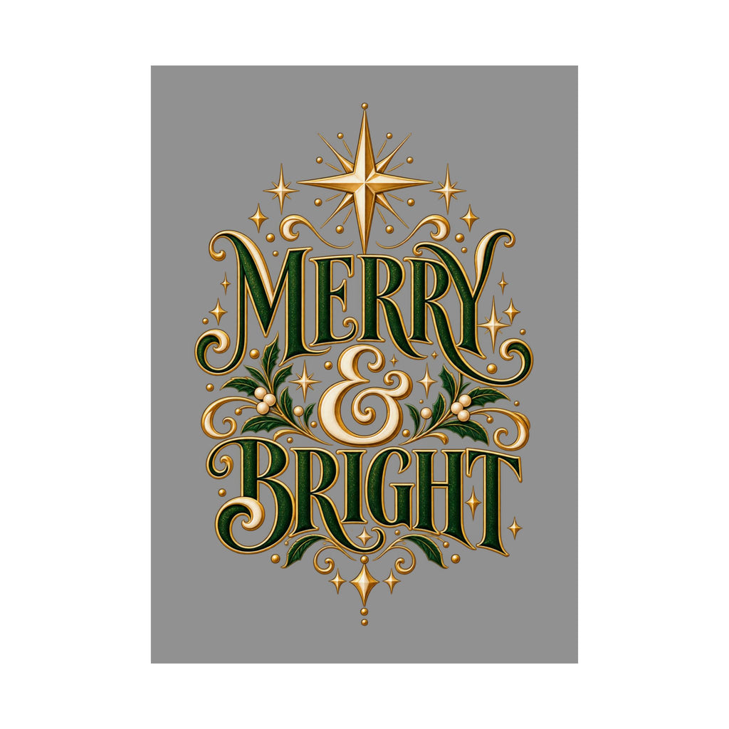 Merry & Bright Holiday Poster — Matte Vertical Christmas Wall Art