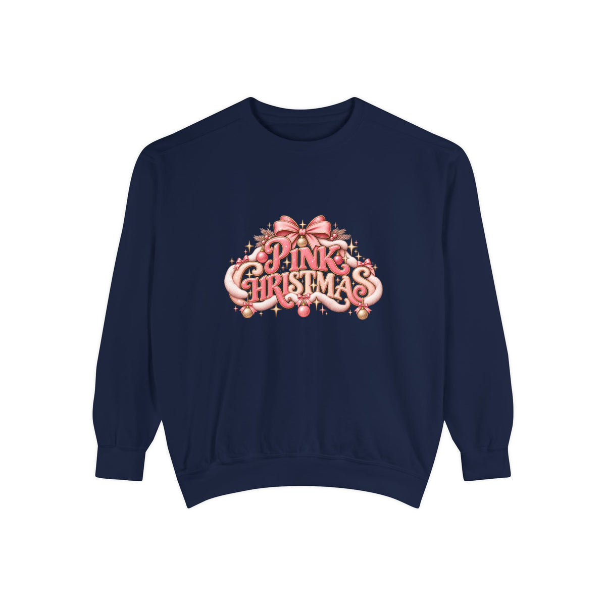 Pink Christmas Sweatshirt - Festive Pink Ribbon Holiday Crewneck